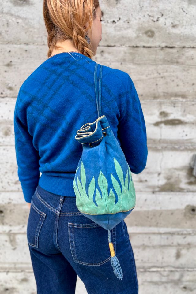 Vintage 1970-80’s Blue Flame Tassel Suede Bag Selected by Nomad Vintage #1