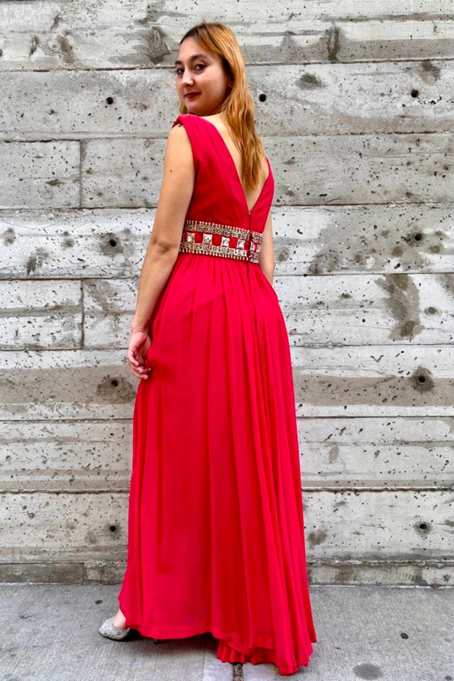 1960’s Red Rhinestone Encrusted Pleated Jumpsuit Selected by Nomad Vintage #2