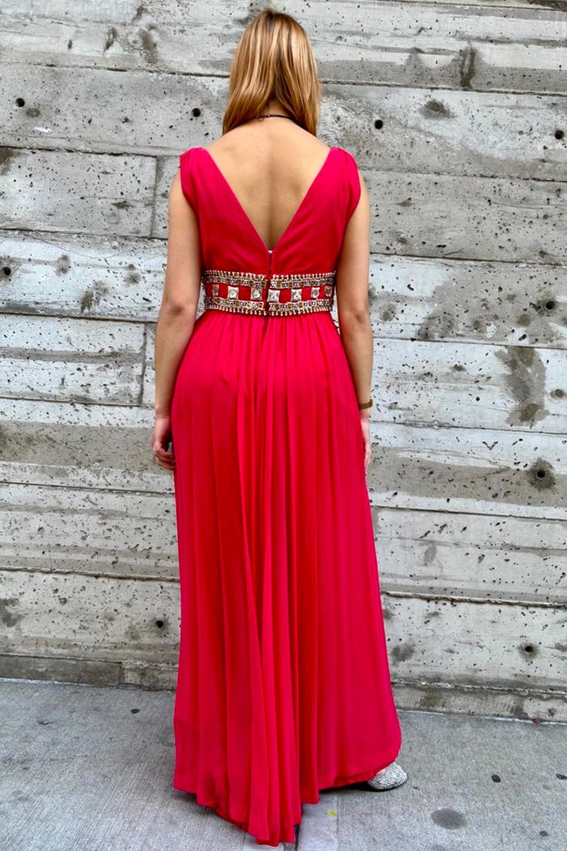 1960’s Red Rhinestone Encrusted Pleated Jumpsuit Selected by Nomad Vintage #3