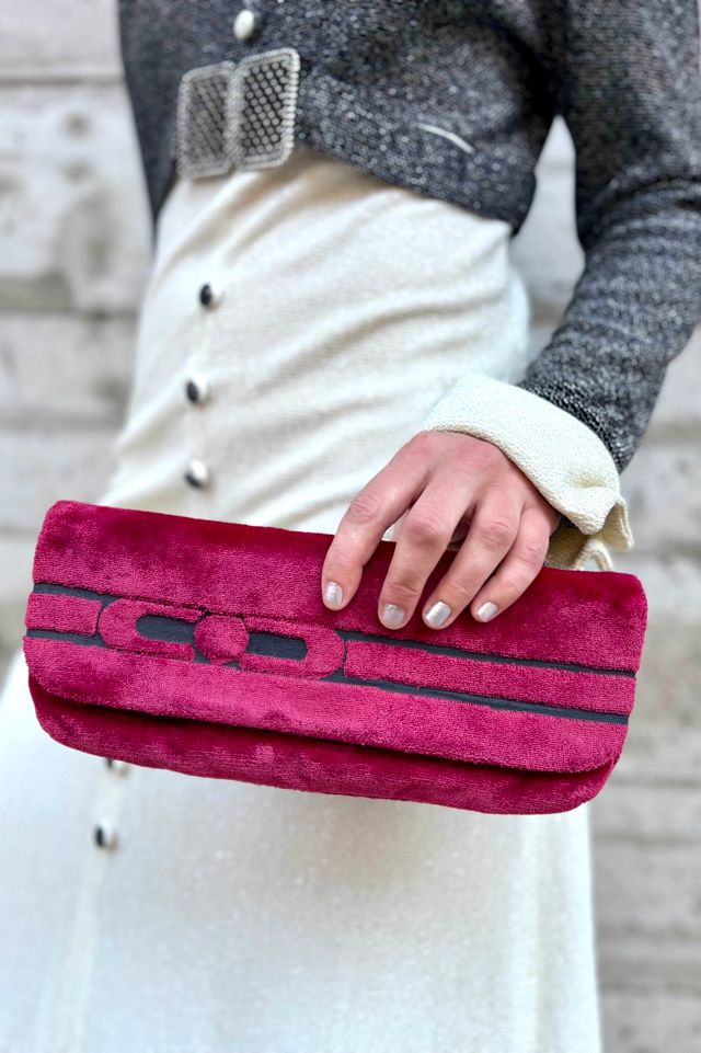 Vintage Berry Red Velvet Clutch Selected by Nomad Vintage