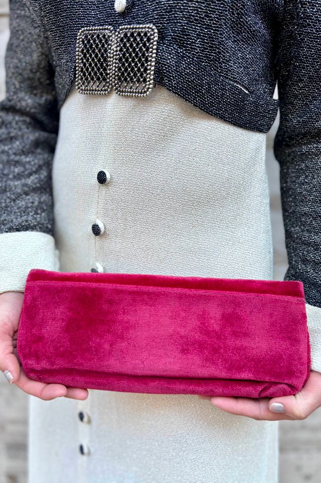 Vintage Berry Red Velvet Clutch Selected by Nomad Vintage #1
