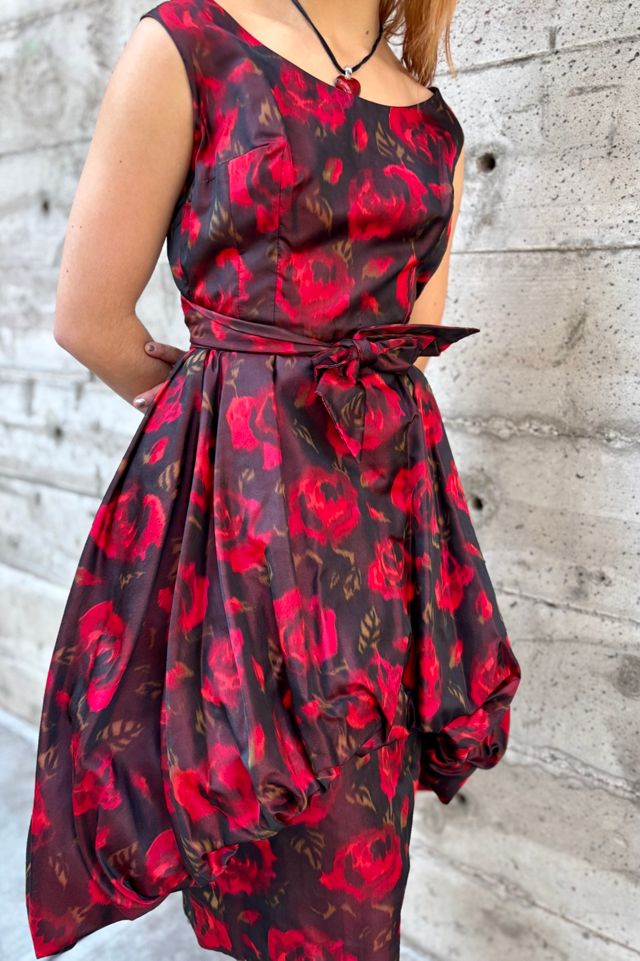 1950’s Vintage Rose Print Silk Bubble Dress Selected by Nomad Vintage #2