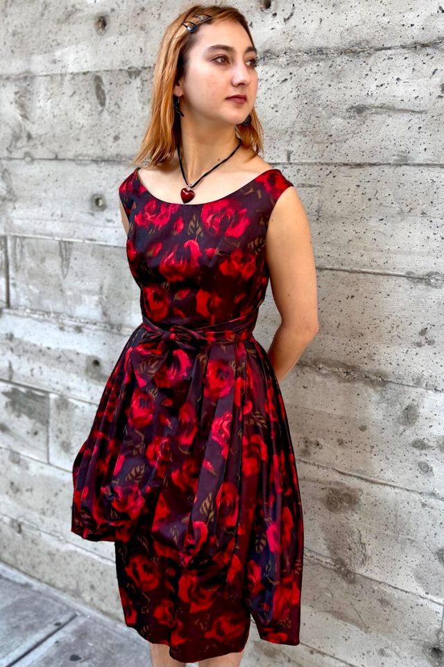 1950’s Vintage Rose Print Silk Bubble Dress Selected by Nomad Vintage #3