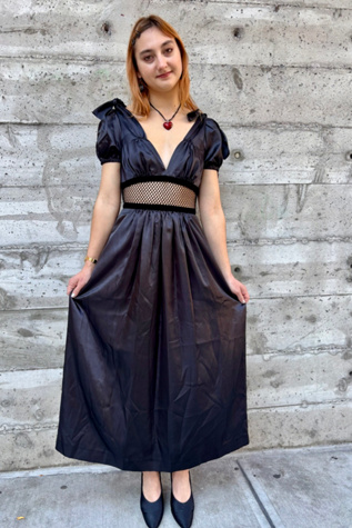 Alexa Chung Black Satin Bow & Net Dress Selected by Nomad Vintage