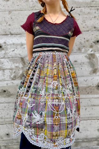 Vintage Ethnic Plaid Apron With Metallic Trim Selected by Nomad Vintage