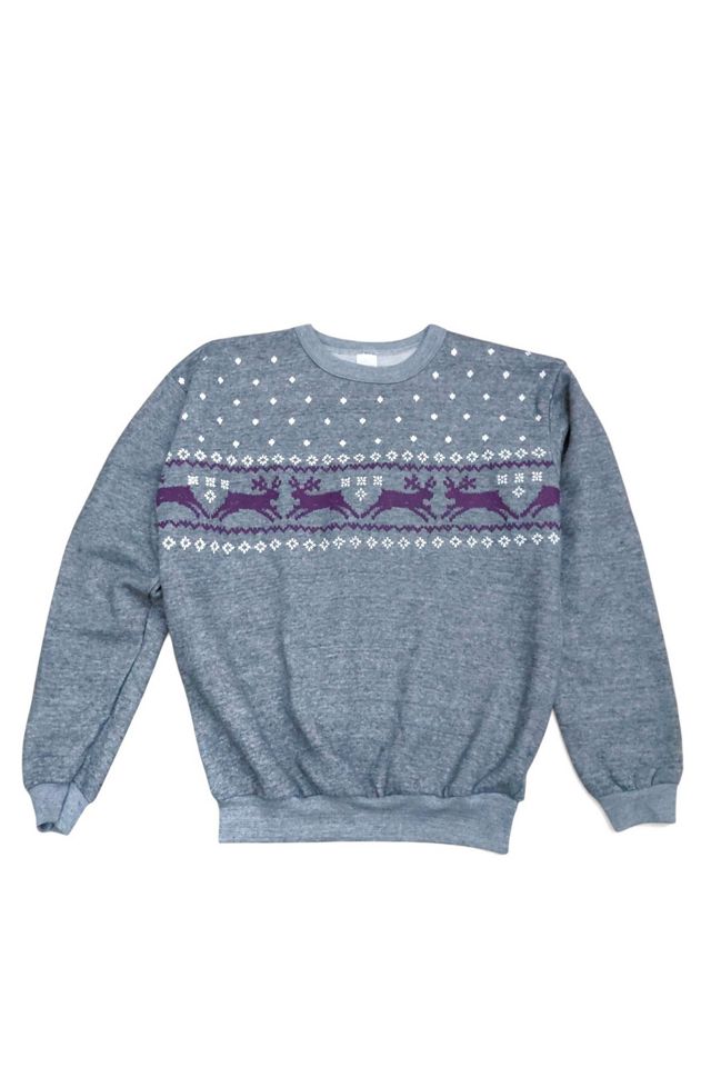 1970's Reindeer Heather Grey Sweatshirt Selected by Garbage Soup