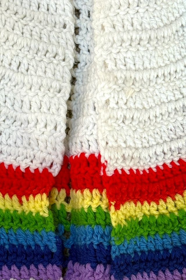 Vintage 1970's Rainbow Crochet Cape Selected By Afterlife Boutique #1