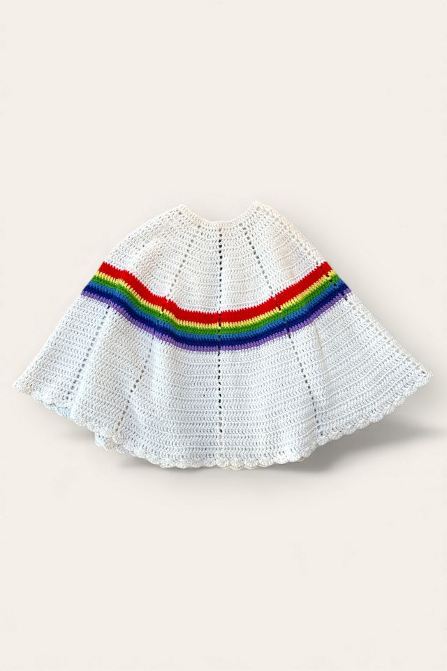 Vintage 1970's Rainbow Crochet Cape Selected By Afterlife Boutique #3