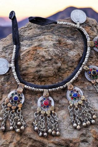 Afghan Glass Stone and Coin Necklace Selected by Garbage Soup