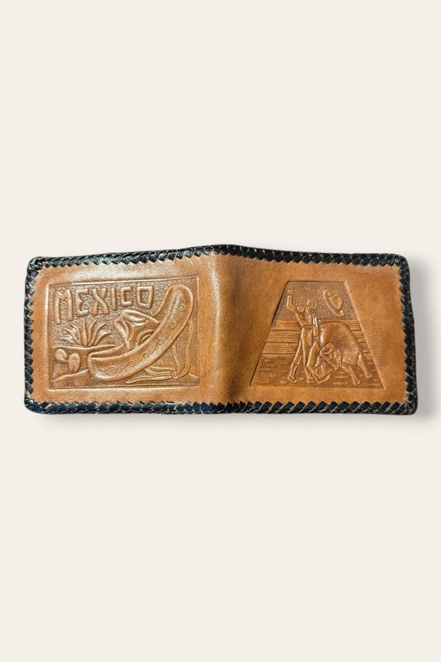 Vintage 1970's Tooled Leather Bifold Wallet Selected By Afterlife Boutique #3