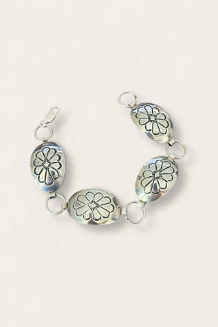 Vintage 1980's Sterling Silver Southwest Pattern Link Bracelet Selected By Afterlife Boutique