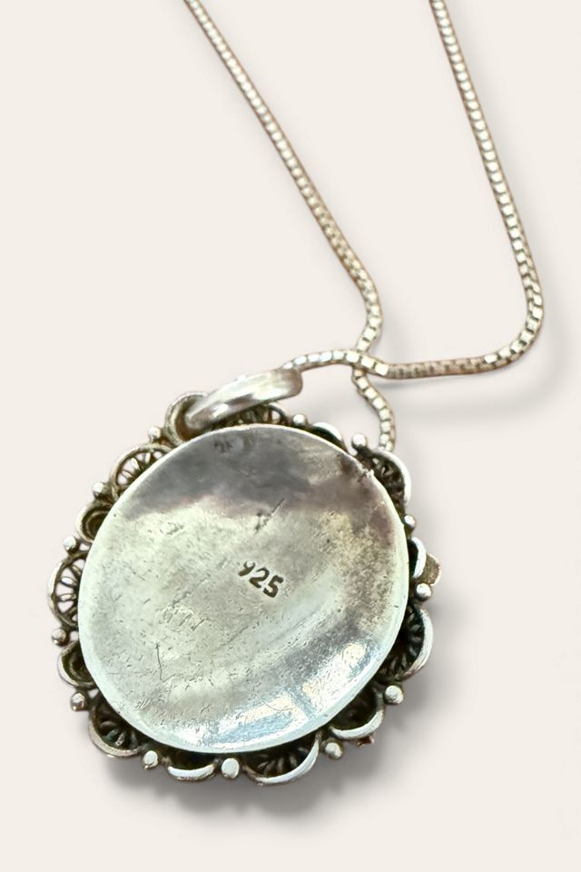 Vintage 1990's Sterling Silver Leopard Agate Necklace Selected By Afterlife Boutique #2