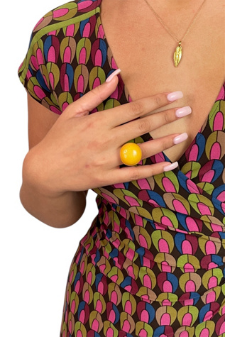Vintage Mod Yellow Bakelite Ring Selected By Ankh By Racquel