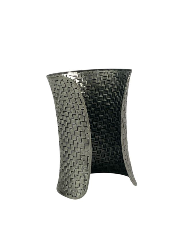 Vintage Antique Silver Textured Cuff Bracelet Selected By Ankh By Racquel #2