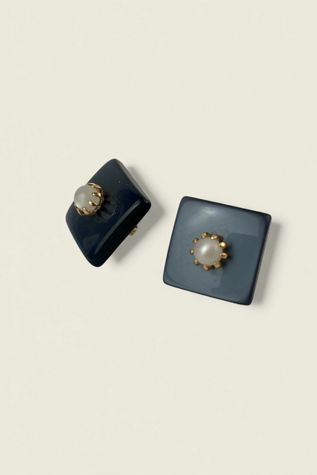 Vintage Grey Square Earrings Selected By Ankh By Racquel
