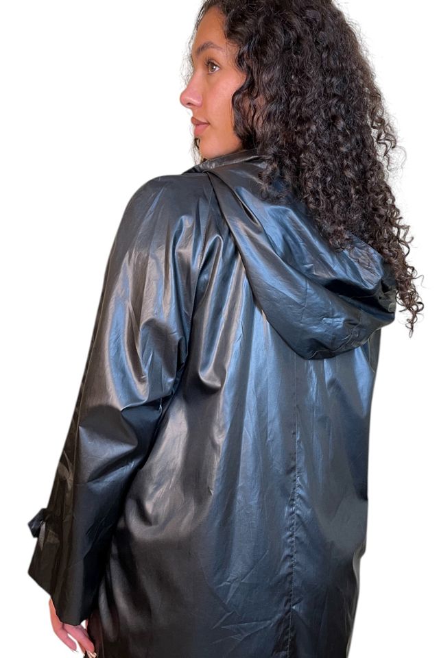 Vintage Black Long Raincoat Trench Selected By Ankh By Racquel #1