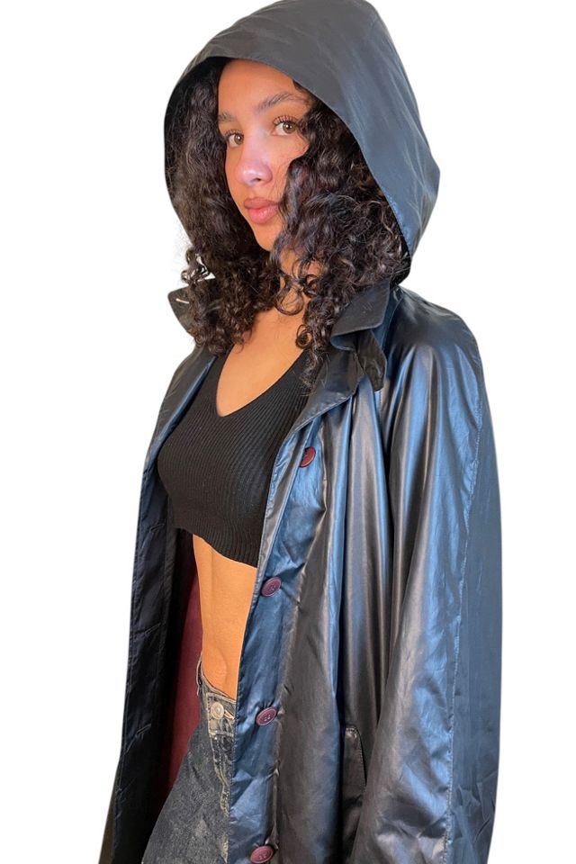 Vintage Black Long Raincoat Trench Selected By Ankh By Racquel #2