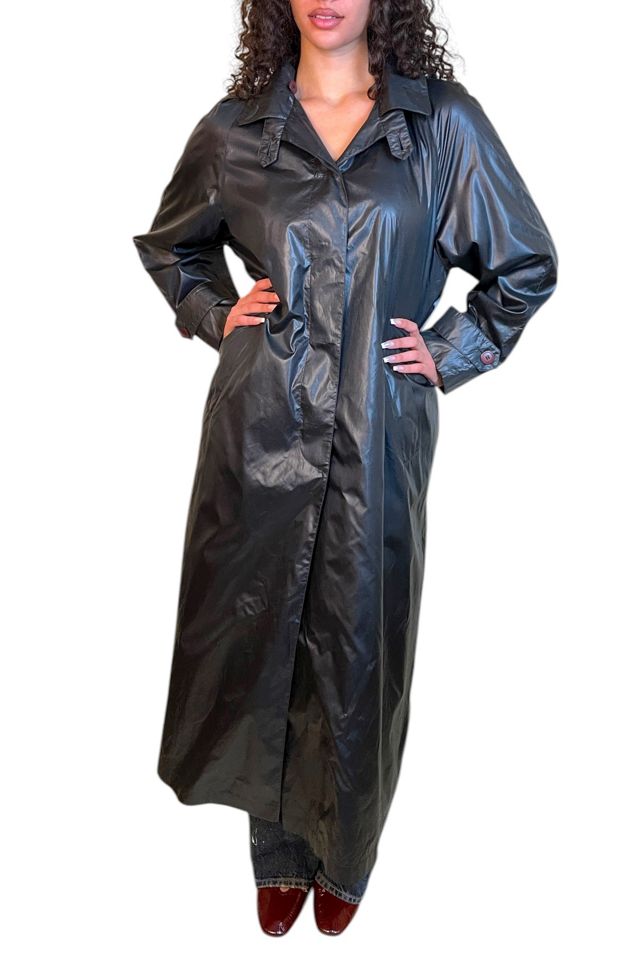 Vintage Black Long Raincoat Trench Selected By Ankh By Racquel #3