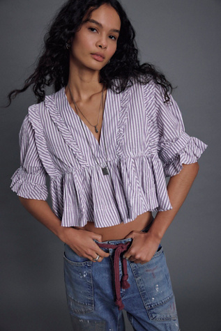 Miley Cotton Top by Free People in Blue, Size: XL