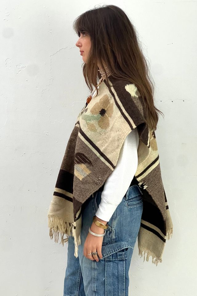 Anna Corinna Reworked Vintage Hand Woven Wool Birds Poncho #3