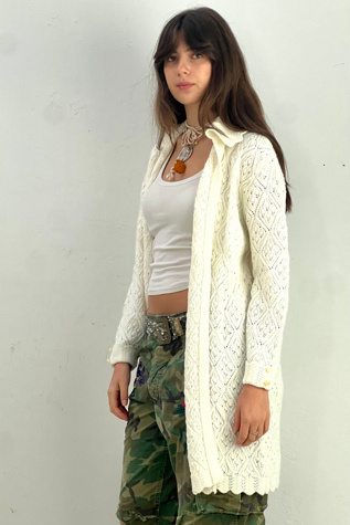 Vintage Lacy Knit Long Cardi Sweater Selected by Anna Corinna