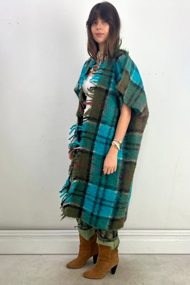 Anna Corinna Reworked Vintage Hand Woven Fuzzy Wool Plaid Coat #2