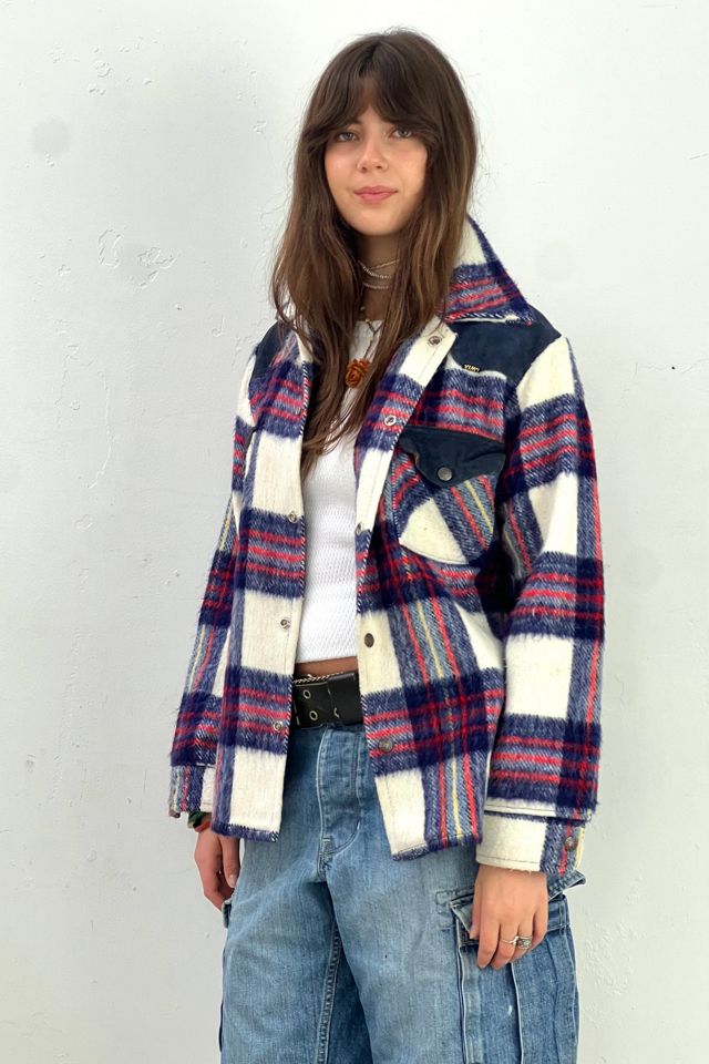 Vintage Suede Trim Plaid Snap Up Jacket Selected by Anna Corinna #1