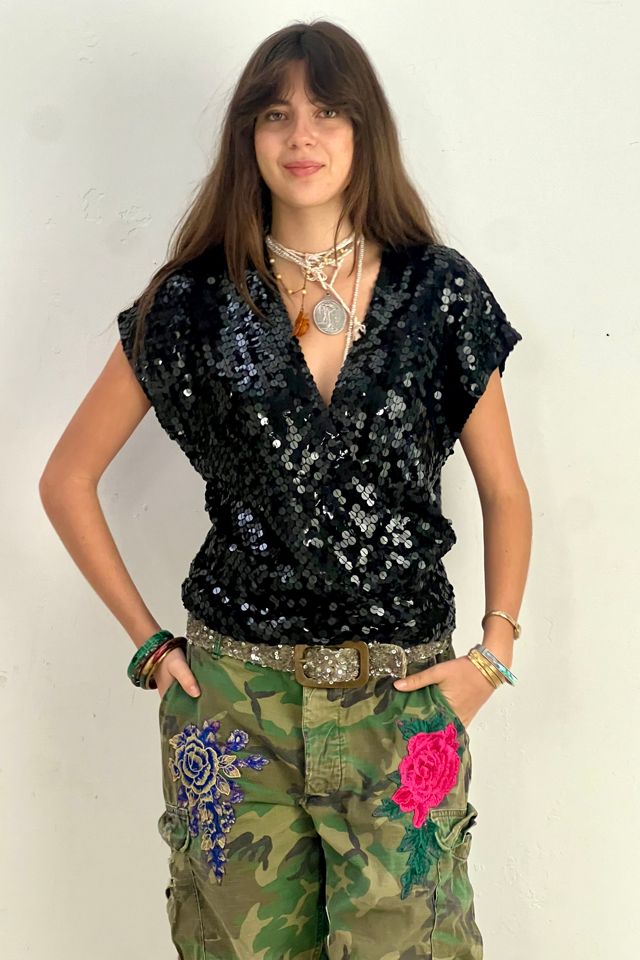 Vintage Midnight Sequin Top Selected by Anna Corinna