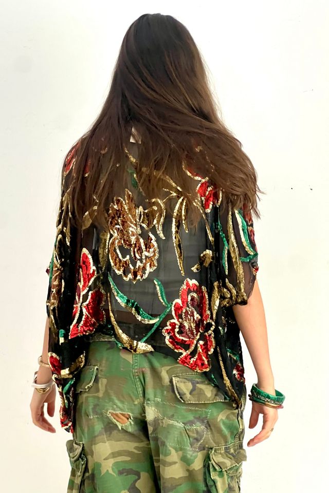 Anna Corinna Reworked Vintage Silk and Gold Chiffon Jacket #1