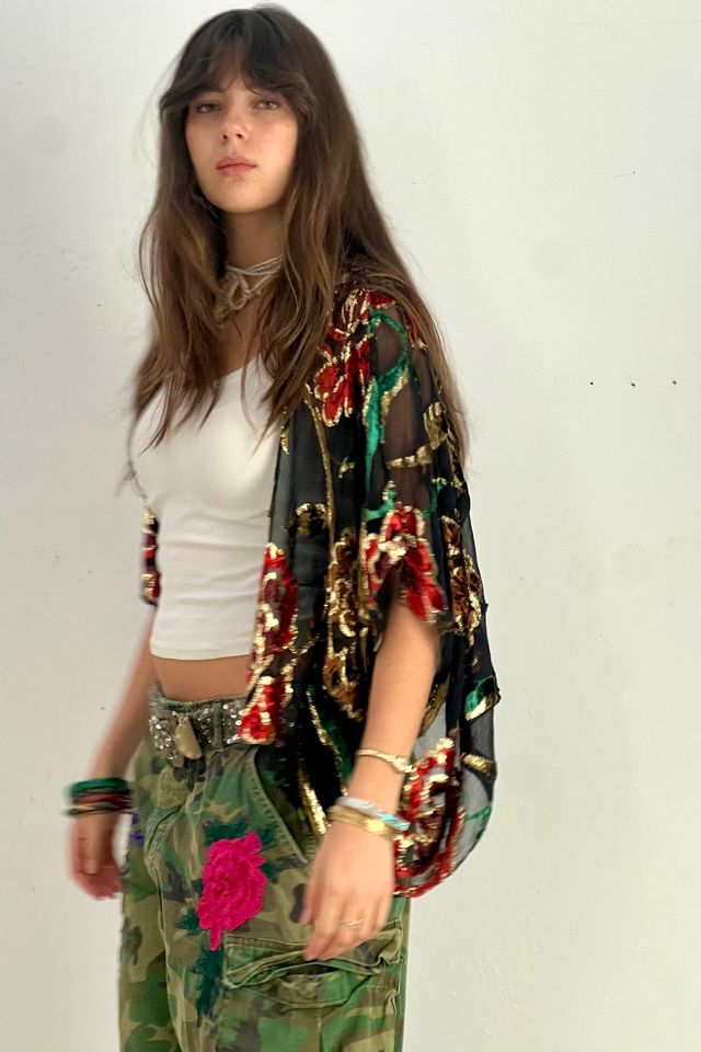 Anna Corinna Reworked Vintage Silk and Gold Chiffon Jacket #2