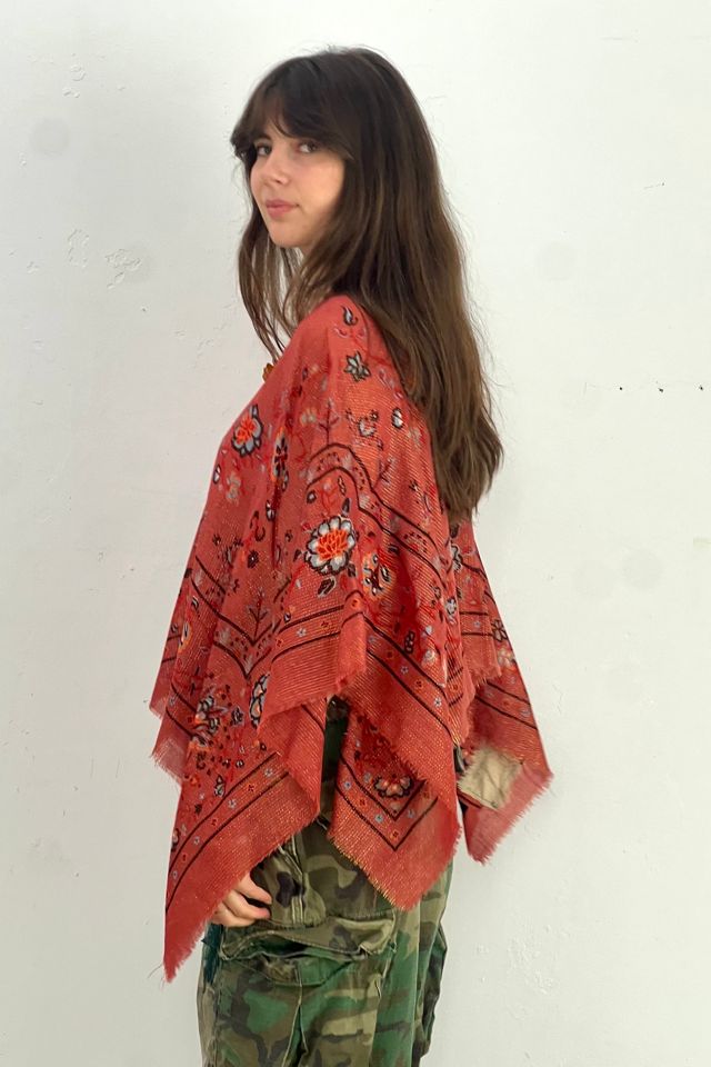 Anna Corinna Reworked Vintage Flower Sparkle Poncho Top #1