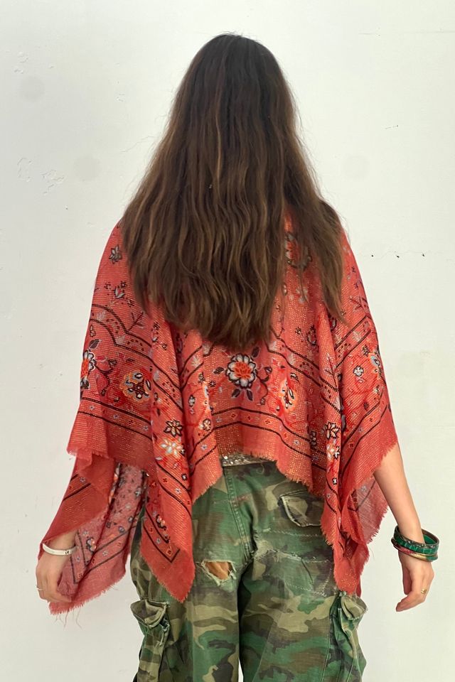 Anna Corinna Reworked Vintage Flower Sparkle Poncho Top #2