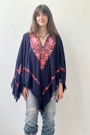 Vintage Embroidered Wool Poncho Selected by Anna Corinna