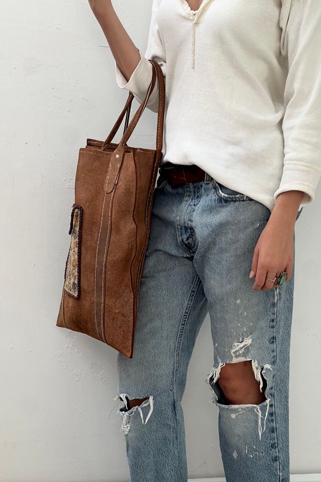 Anna Corinna Reworked Vintage Do Not Disturb Patched Suede Tote #1