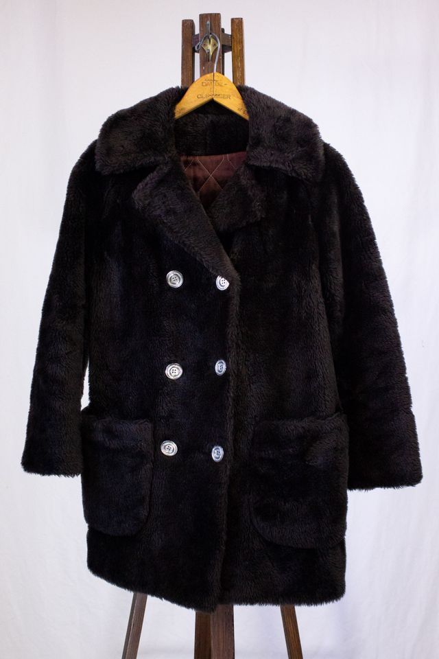 Vintage 70s Glenoit Brown Faux Fur Coat Selected by Black Shag Vintage #2
