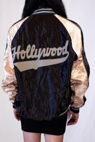 Vintage 80s Hollywood Satin Bomber Jacket Selected by Black Shag Vintage