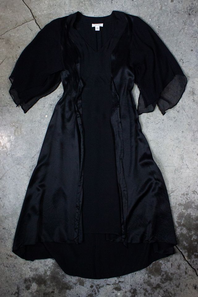 Vintage Calvin Klein Black Silk Dress Selected by Black Shag Vintage #2