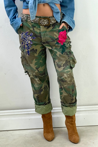 Anna Corinna Reworked Vintage Holly Hobby Patched Army Pants