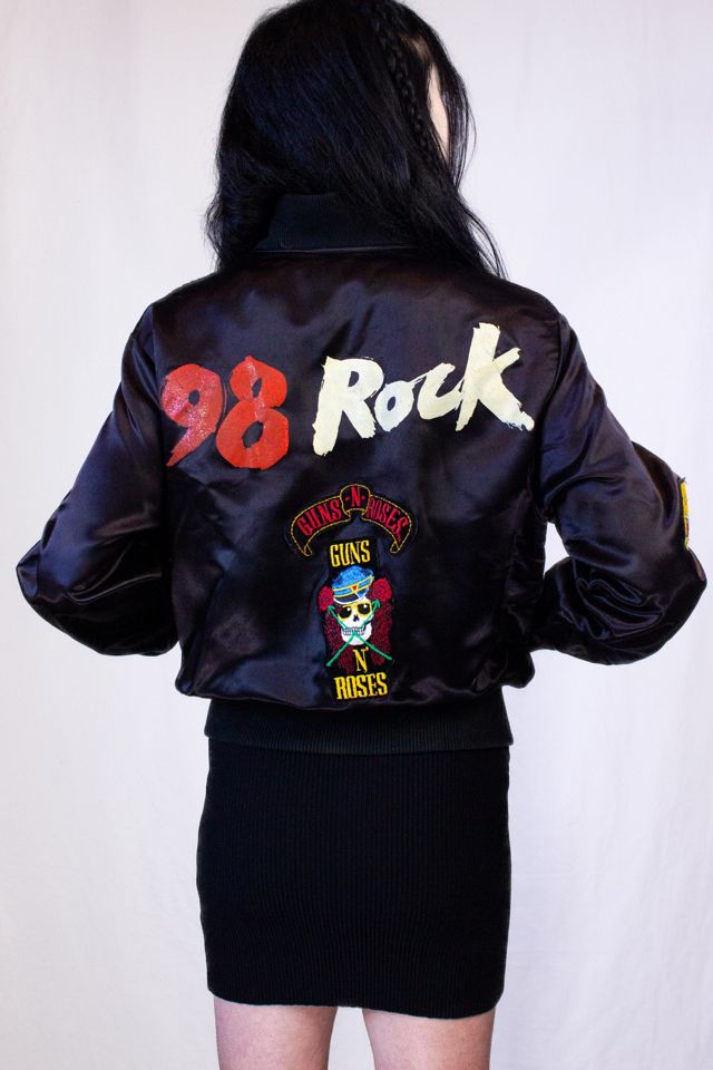 Vintage 80s Guns N Roses 98 Rock Satin Bomber Jacket Selected by Black Shag Vintage #1