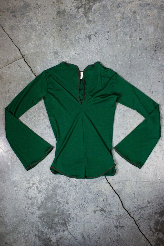 Vintage 70s Hung On You Green Bell Sleeve Top Selected by Black Shag Vintage #2