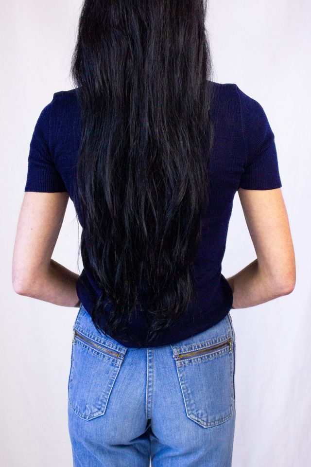 Vintage 70s Beaded Blue Top Selected by Black Shag Vintage #3