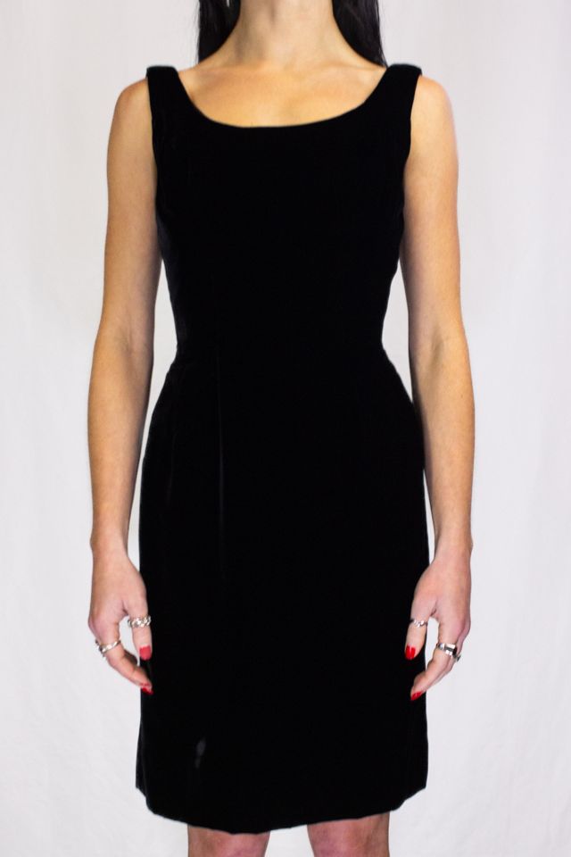 Vintage 60s Black Velvet Sleeveless Dress Selected by Black Shag Vintage #1