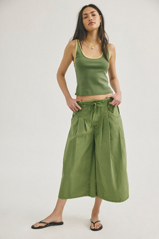 Telluride Wide-Leg Crop Pull-On Solid Pants