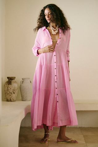 Salt Breeze Cotton Midi Dress by free-est at Free People in Pink, Size: S