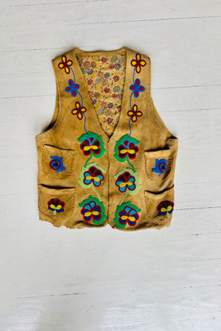 Vintage Suede Hand Beaded Vest  Selected by Atlantic Vintage