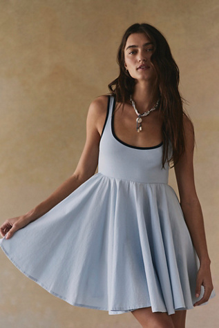 Prescott Cotton Mini Dress by free-est at Free People in Blue, Size: S