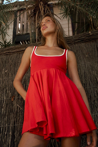 Prescott Cotton Mini Dress by free-est at Free People in Red, Size: M