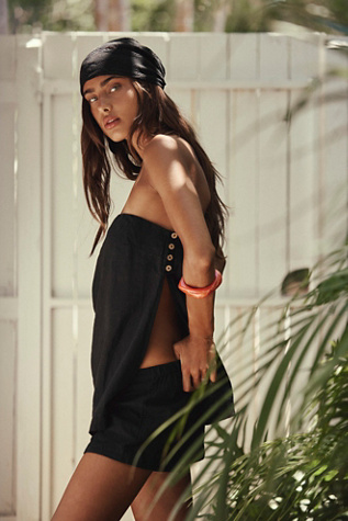 Summer Breeze Linen Short Set by free-est at Free People in Black, Size: XL