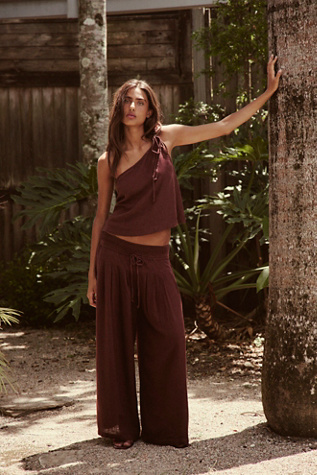 Sahara Sandshell Linen Pant Set by free-est at Free People in Brown, Size: L