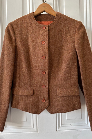 Vintage Rust Brown Preppy Fitted Collarless Bolero Selected by KA.TL.AK